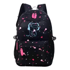 Mochila Negra Con Rosa Para Dama Excelente Calidad 