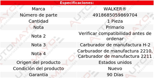 Un Flotador Del Carburador Walker Laguna V8 5.7l 1973-1974 Foto 2