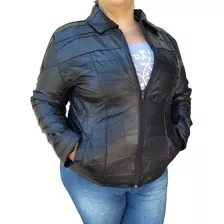 Jaqueta Plus Size Couro Legitimo Feminino Tamanhos Grandes 