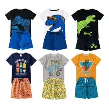 Kit 6 Conjunto Menino Roupa Infantil Shorts Moletom Atacado