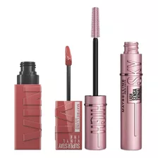 Kit Maybelline Labial Vinyl Cheeky+ Máscara Pestaña Sky High