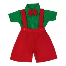 Conjunto Infantil Natal Roupa Menino Vermelho Verde Natalina