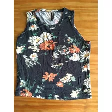 Remera Musculosa J Cook Talle S Negra Floreada