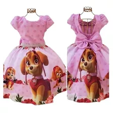 Vestido Festa Luxo Patrulha Canina Skye Roupa Infantil Promo