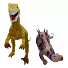 Kit 2 Dinossauros De Borracha Brinquedo Jurrassic Grande