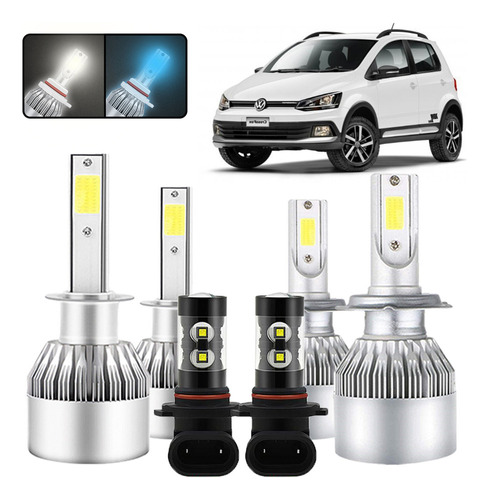 Kit De Focos Led H4 H3 Para Volkswagen Crossfox 2007-2009 Volkswagen CrossFox