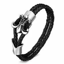 Pulsera De Cuero Hombre Flor Imperial Rm