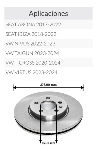 Disco Delantero Dpd1051 Vw Polo/t-cross Foto 2