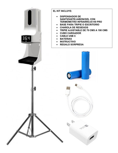 Dispensador De Gel O Sanitizante Con Termometro K9 Pro Kit