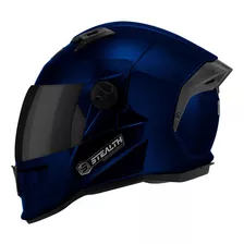 Capacete Motociclista Stealth Solid Brilhante Viseira Fumê Cor Azul-escuro Tamanho Do Capacete 60