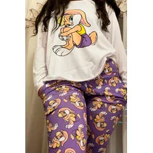 Pijama Largo Manga Larga Pantalón Mujer Conjunto Animados