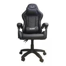 Silla De Escritorio Kraken 1002 Gamer Ergonómica Negra Con Tapizado De Piel Sintética Y Cuero Sintético