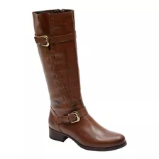 Bota Feminina Montaria Cano Alto Casual Country Couro Marrom