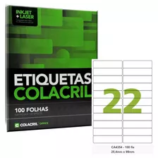 Etiqueta Adesiva A4 Ca4354 25,4 Mmx99 Mm 100 Fls Colacril