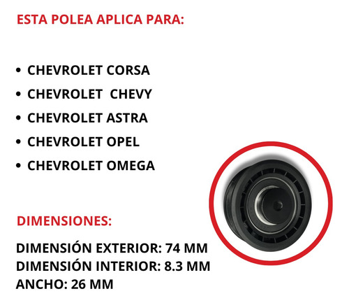 Polea Tensora Acanalada  Chevrolet Corsa Chevy Astra Opel  Foto 3