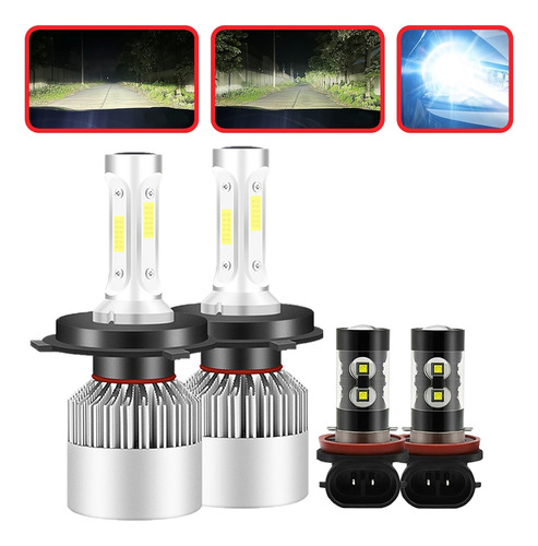 Kit De Focos Led 8000lm Luz Alta/baja/niebla Para Nissan