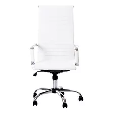 Silla Para Escritorio Ecocuero Cromo Blanca - Aluminium Alta Color Blanco