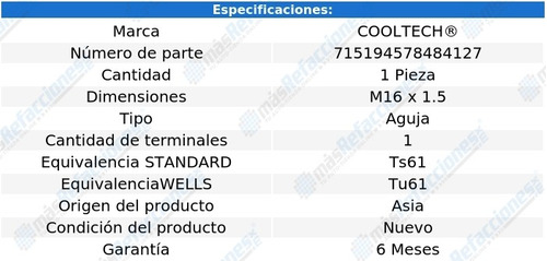 Bulbo Indicador Temperatura Subaru Gl H4 1.8l 79-89 Cooltech Foto 2