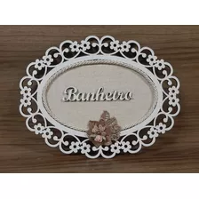 Placa Banheiro Mdf Arabesco Decorativa 25 X 19cm