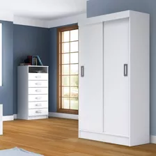 Quarto Solteiro Com Guarda-roupa 2 Portas E Cômoda 6 Wt