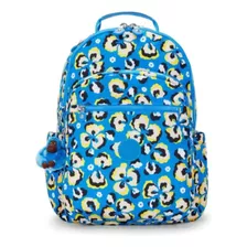 Seoul Mochila Kipling - Azul Flores Amarelas