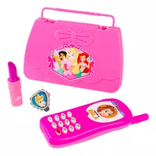 Kit Beleza Infantil Disney Princesa Bolsa Celular Batom Anel