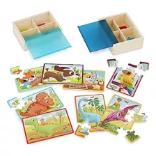 B. Toys- Pack O' Puzzles Paquete De 2 - Mascotas Y Dinosauri