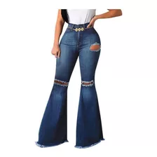 Calça Jeans Feminina Flare Com Pernas Largas