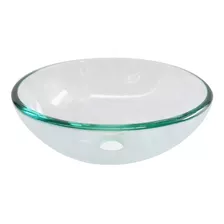 Lux Sany Ovalin-04 Lavabo Cristal Templado 31cm Con Bisel Acabado Transparente Color Verde Agua
