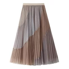 Spliced Pleated Mesh Skirt Stretch Thin