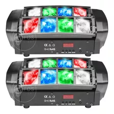 2x Mini Moving Spider Beam 8 Leds Osram Rgbw 5w Dmx Dj Festa 110v/220v