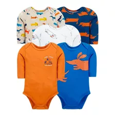 Ropa De Bebe Set 5 Bodys Algodón Niño Manga Larga/maryshopcl