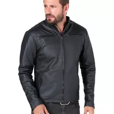 Jaqueta Masculina De Couro Legítimo Café Racer Motociclista