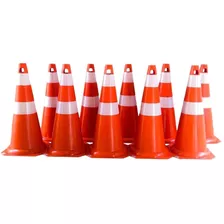 10 Cone Sinalização Trânsito 75 Cm Rigido Laranja Top