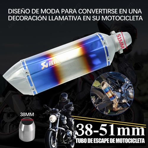 Escape Silenciador Moto Universal Deportivo Doble Azul 37 Cm Foto 6