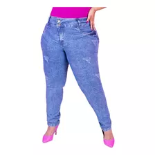 Calça Jeans Feminina Plus Size Skyn Cintura Alta Lycra 54a60