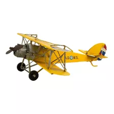 Avião Amarelo De Hélice Miniatura Estilo Retrô Vintage
