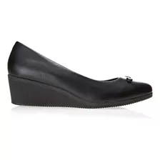 Sapato Scarpin Salto Anabela Preto Usaflex