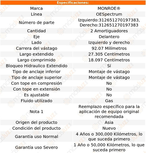 Kit 2 Amortiguadores Del Gas Oespectrum Gran Fury 82/89 Foto 3
