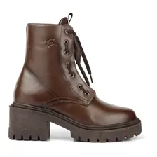 Bota Feminina Coturno Couro Salto Sofia Grf 1015 Cafe