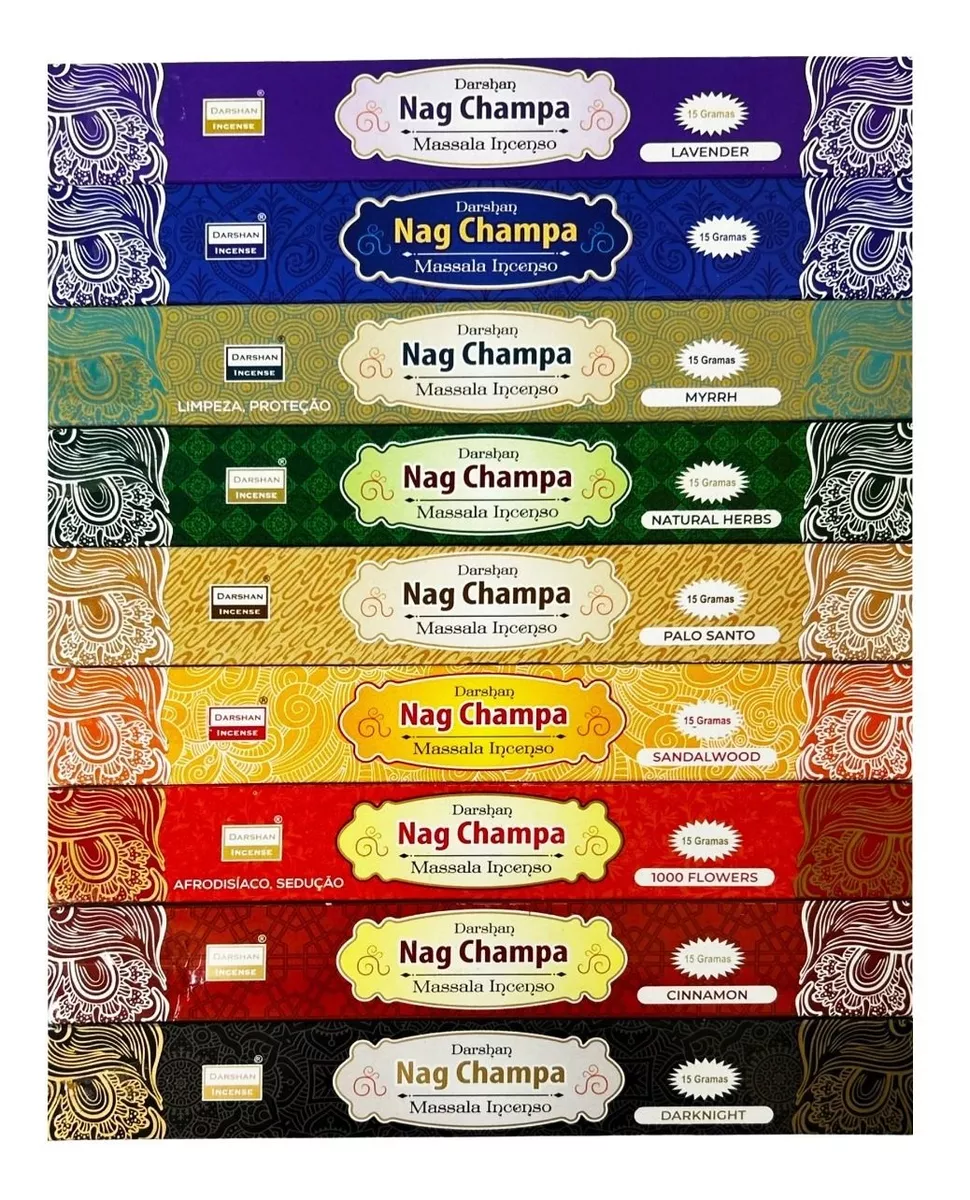 Incenso Indiano Darshan Nag Champa - Kit 9 Aromas Yoga - 15g