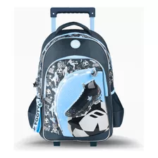 Mochila Footy Con Carro 18' Botin Con Luz F3241 Legitima Color Azul Diseño De La Tela Futbol Botin