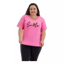 T-shirt Feminina Plus Size Girassol Sorriso Blusa Algodão