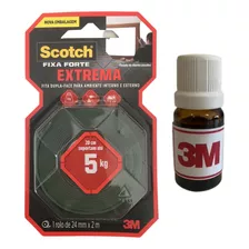 Fita Dupla Face 24mm X 2m Scotch 5kg Extrema + Primer 10ml