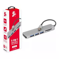 Hub Usb-c 1x3 Usb 3.0 Leitor Sd/micro Sd 5+ Pix Macbook M1