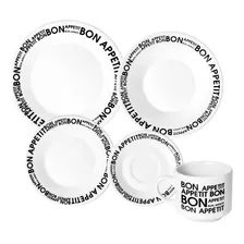 Set De Vajilla Completo Juego De Platos X 30 Piezas Biona Color Blanco Bon Appetit