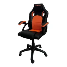 Silla De Escritorio Lüsqtoff Sgl100-9 Gamer Ergonómica Negra Y Naranja Con Tapizado De Cuero Sintético