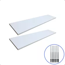 2 Prateleiras Mdf 90x20 Branco Quarto Sala Suporte Invisivel