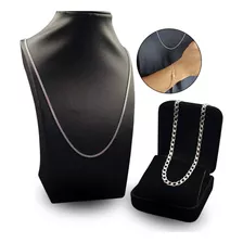 Conjunto Corrente Colar Cordão + Pulseira Prata 925 Italiana