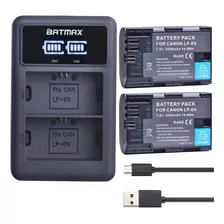 2x Bat Lp-e6n Lpe6 + Charge P/ Canon 2650mah 7d 90d R5 R6 R7